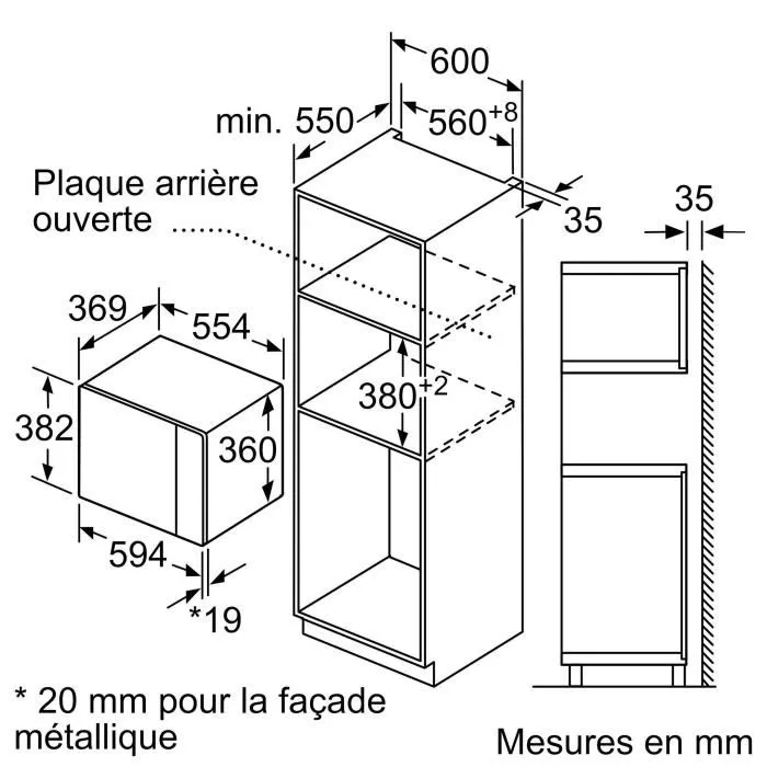 Bosch Série 4 BFL553MS0 Micro-ondes encastrable Inox 900 W