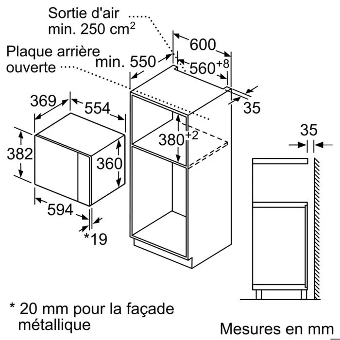 Bosch Série 4 BFL553MS0 Micro-ondes encastrable Inox 900 W