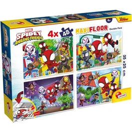 Liscianigiochi Puzzle Maxi Floor Double Face 48 Pièces - Spidey (Marvel) - Puzzle de Sol Grandes Pièces - À Partir de 4 Ans