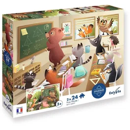 Sentosphere - Puzzles 24 pièces Vive l'École - 2 Puzzles pour Développer Observation, Mémoire et Logique - Dès 3 ans