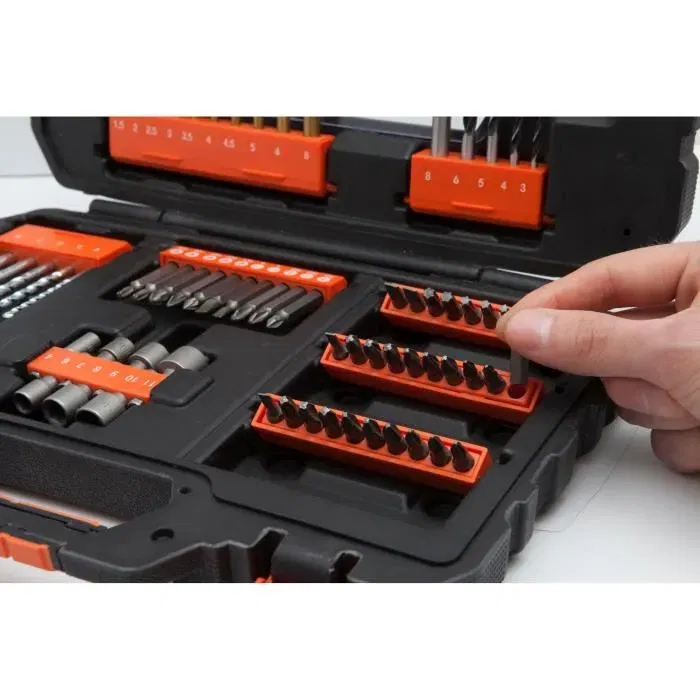 BLACK+DECKER A7231-XJ - Coffret de perçage et vissage 76 accessoires - Forets bois, béton, HSS-TiN, douilles, embouts et fraise