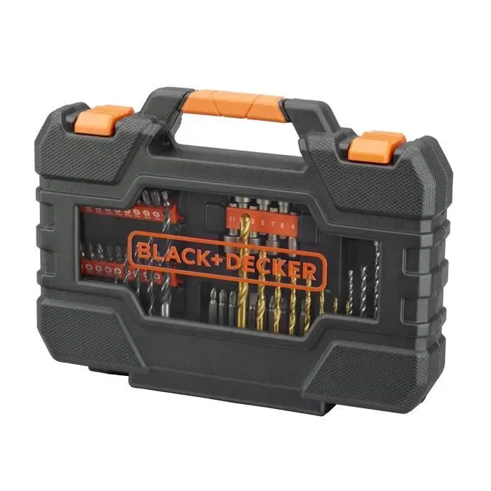 BLACK+DECKER A7231-XJ - Coffret de perçage et vissage 76 accessoires - Forets bois, béton, HSS-TiN, douilles, embouts et fraise