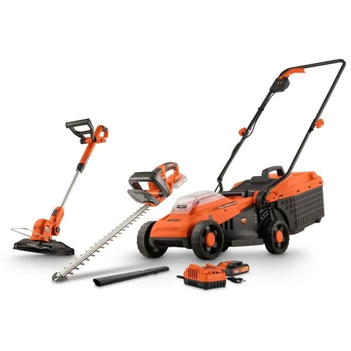 Dual Power Pack d'outils de jardin 20V : Tondeuse Brushless 33 cm de coupe, Coupe-bordures et Taille-haie - POWDPGBOX25 avec 1 batterie 20V 3Ah et chargeur Dual Power Pack d'outils de jardin 20V : Tondeuse Brushless 33 cm de coupe, Coupe-bordures et Taille-haie - POWDPGBOX25 avec 1 batterie 20V 3Ah et chargeur