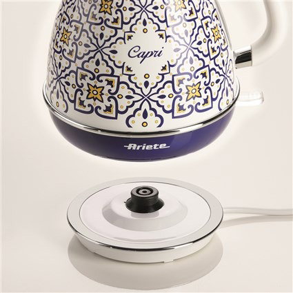 Ariete 2869 CAPRI - Bouilloire vintage sans fil 1.7L avec filtre métal, auto-extinction et base rétro