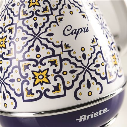 Ariete 2869 CAPRI - Bouilloire vintage sans fil 1.7L avec filtre métal, auto-extinction et base rétro