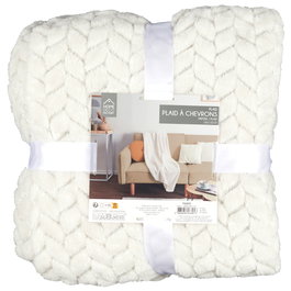 Home Deco Factory Manta 120x150 cm Crème Chevron Collection NATURAL