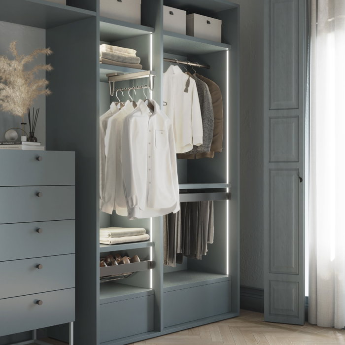 Emuca Rack avec glissières à extension totale et à fermeture douce pour accessoires d'armoire Quartz, 862-888mm, Aluminium et plastique, Titane