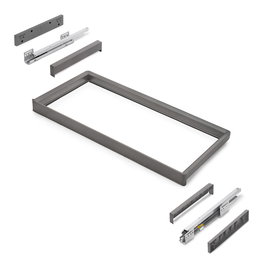 Emuca Rack avec glissières à extension totale et à fermeture douce pour accessoires d'armoire Quartz, 862-888mm, Aluminium et plastique, Titane
