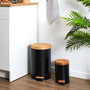 Je cherche une Idee Ensemble de 2 poubelles à pédale en métal et bambou, Noir