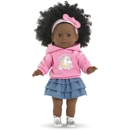 Corolle - Poupée Ma Corolle Maëlys 36 cm à la peau noire et aux cheveux frisés, vêtue d'un sweat licorne et d'une jupe jean - Sent vanille - Dès 3 ans