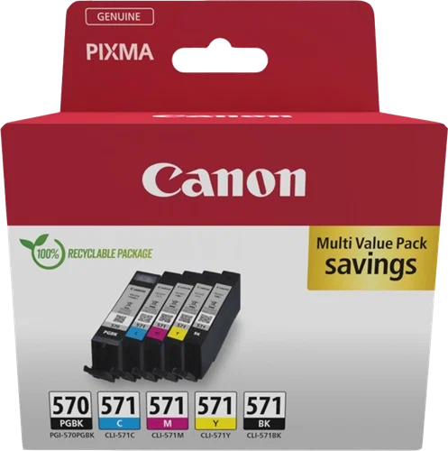 Canon CLI-571 Multipack Noir Cyan Magenta Jaune (0386C008) Cartouche d'encre ~1 374 pages Canon CLI-571 Multipack Noir Cyan Magenta Jaune (0386C008) Cartouche d'encre ~1 374 pages