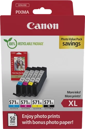 Canon CLI-571 Multipack Noir Cyan Magenta Jaune (0386C008) Cartouche d'encre ~1 374 pages Canon CLI-571 Multipack Noir Cyan Magenta Jaune (0386C008) Cartouche d'encre ~1 374 pages