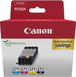 Canon CLI-571 Multipack Noir Cyan Magenta Jaune (0386C008) Cartouche d'encre ~1 374 pages