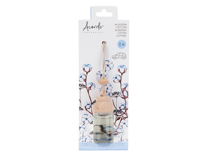 Acorde Désodorisant Voiture Coton 8 ml Verre Blanc 2.5 x 6 x 2.5 cm (Set de 24)
