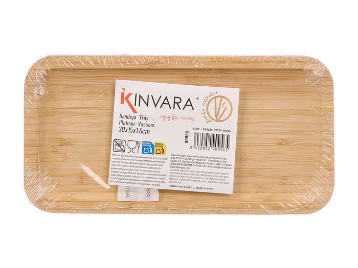 KINVARA Plateau rectangulaire en bambou pour apéritif 30x15 cm