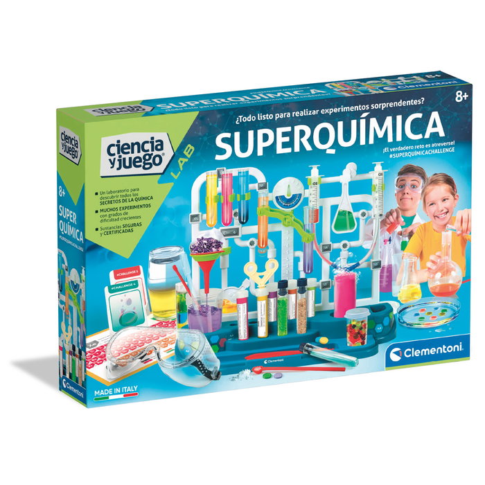 Clementoni Super Quimica 55468 - Kit de Chimie Scientifique Expérimentale pour Enfants, Version Espagnol, à Partir de 8 Ans