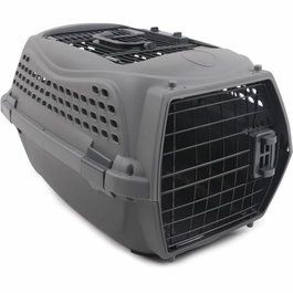 M Pets - Caisse de transport pour chat ECO GIRO - Cage en plastique léger - Taille M - Gris - Pour petits chiens et chats - Sécuritaire pour voyages