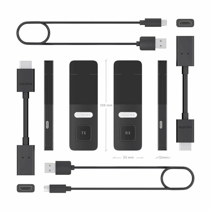 Adaptateur HDMI Aisens ASWL-H2K30M001-BK Noir Adaptateur HDMI Aisens ASWL-H2K30M001-BK Noir