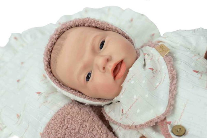 Muñecas Arias Arias Aitana - Poupée Reborn réaliste fille 40 cm en silicone avec table à langer et bavoir - Design espagnol