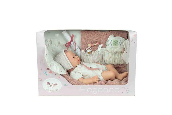 Muñecas Arias Arias Aitana - Poupée Reborn réaliste fille 40 cm en silicone avec table à langer et bavoir - Design espagnol