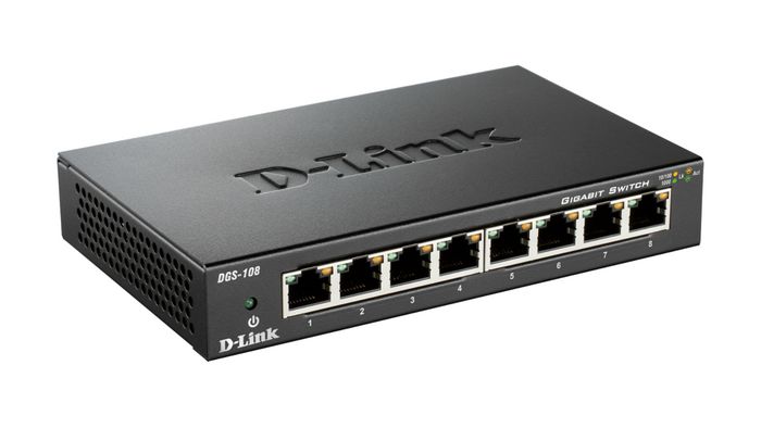 D-Link DGS-108GL - Commutateur Gigabit Ethernet 8 ports 10 Gbps, boîtier métal compact sans ventilateur, Qualité de Service 802.1p, EEE 802.3az, idéal 4K et bureaux D-Link DGS-108GL - Commutateur Gigabit Ethernet 8 ports 10 Gbps, boîtier métal compact sans ventilateur, Qualité de Service 802.1p, EEE 802.3az, idéal 4K et bureaux