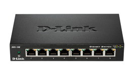 D-Link DGS-108GL - Commutateur Gigabit Ethernet 8 ports 10 Gbps, boîtier métal compact sans ventilateur, Qualité de Service 802.1p, EEE 802.3az, idéal 4K et bureaux