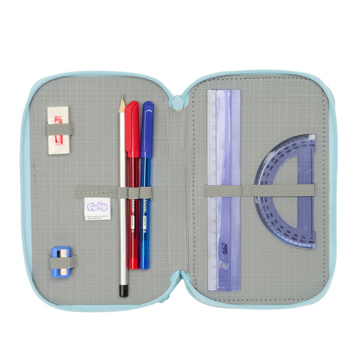 Pochette à crayons triple Furby Bleu 12,5 x 19,5 x 5,5 cm 37 Pièces