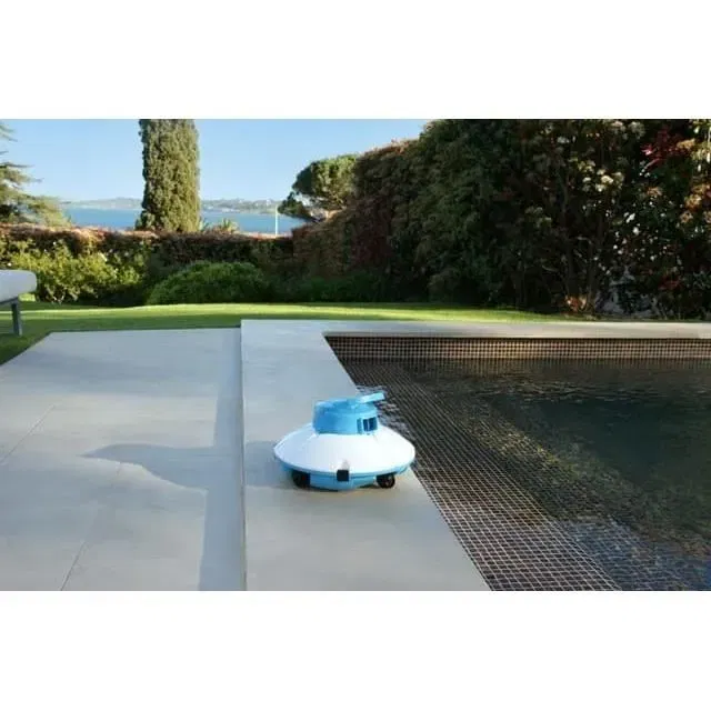 Bestway Robot aspirateur de piscine Frisbee autonome pour fond plat (5x3m max) avec batterie lithium - Bleu