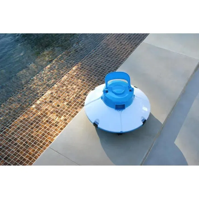Bestway Robot aspirateur de piscine Frisbee autonome pour fond plat (5x3m max) avec batterie lithium - Bleu