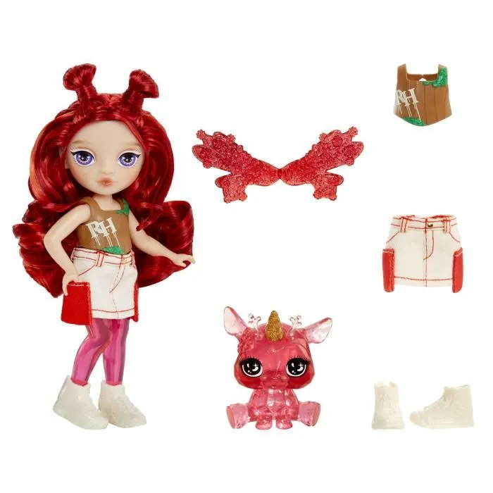 Rainbow High Poupée Littles Rainbow Fantasy Fairies Apple (Rouge) - Collectionnable de 15 cm avec ailes et animal de compagnie Rainbow High Poupée Littles Rainbow Fantasy Fairies Apple (Rouge) - Collectionnable de 15 cm avec ailes et animal de compagnie