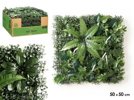 Ibergarden Jardin Vertical Feuille Fougère 50x50 cm Plastique Vert et Blanc (Set de 10)