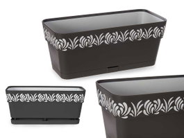 Stefanplast Jardiniera Plastique Gaia Antracite 30 cm avec Réserve d'Eau Gris 2.75L (Set de 12)