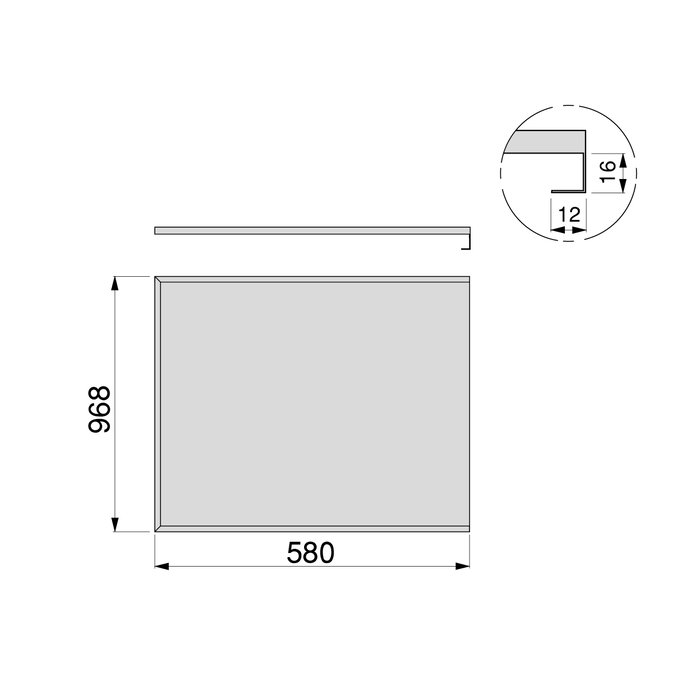 Emuca Protecteur de fond pour meuble de cuisine, 16mm, module 1.000mm, 968x580mm, Plastique et Aluminium, Aluminium naturel
