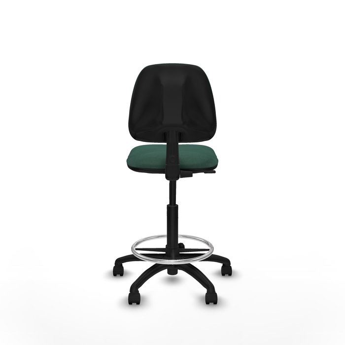 Tabouret Taburete Isso Contact permament de base Tissu Vert foncé Structure polyamide noire Sans accoudoirs Sans appui-tête Roulettes en nylon 50 mm