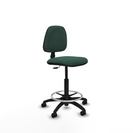 Tabouret Taburete Isso Contact permament de base Tissu Vert foncé Structure polyamide noire Sans accoudoirs Sans appui-tête Roulettes en nylon 50 mm