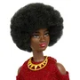Barbie Fashionistas Poupée Cheveux Noirs Robe Rouge HRH18