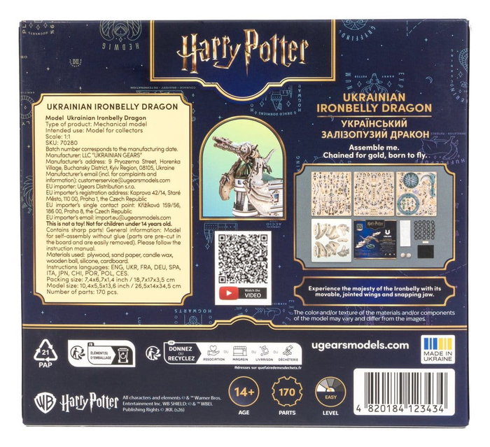 Ugears Harry Potter Maquette en bois Dragon ukrainien à panse de fer Ugears Harry Potter Maquette en bois Dragon ukrainien à panse de fer