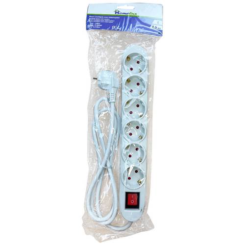 Homelux Multiprise avec Interrupteur 6 Prises et Câble 1,5 m