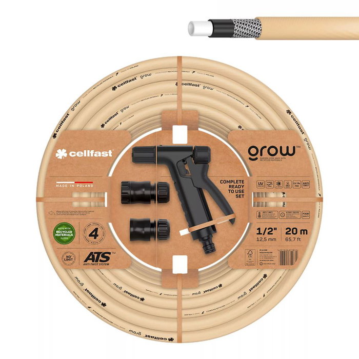 Cellfast Jeu de tuyaux avec accessoires Grow 20 m Beige