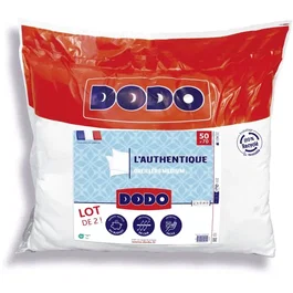 Dodo Lot de 2 Oreillers L'Authentique Médium - 50 x 70 cm - Blanc