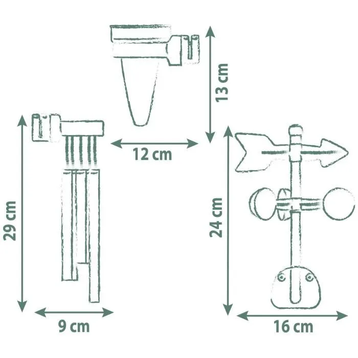 Smoby Smoby Life Kit Météo Enfant avec Carillon, Girouette-Anémomètre et Pluviomètre - Jeu d'Extérieur Résistant aux UV Fabriqué en France - Pour Enfants dès 2 Ans