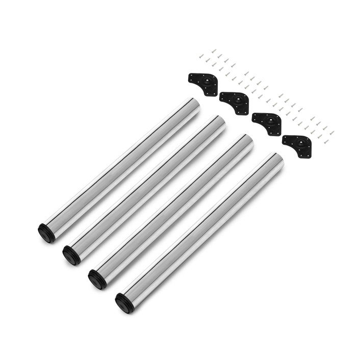 Emuca Lot de 4 pieds de table, diamètre 60mm, H 710mm, Acier, Chromé Emuca Lot de 4 pieds de table, diamètre 60mm, H 710mm, Acier, Chromé