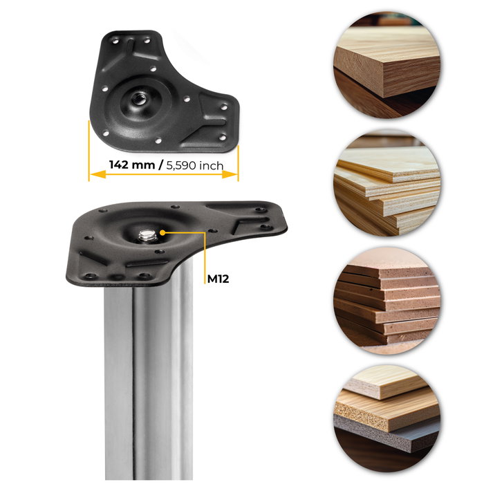 Emuca Lot de 4 pieds de table, diamètre 60mm, H 710mm, Acier, Chromé Emuca Lot de 4 pieds de table, diamètre 60mm, H 710mm, Acier, Chromé