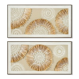 Toile Home ESPRIT Beige Naturel Boho 122 x 4,5 x 62 cm (2 Unités)