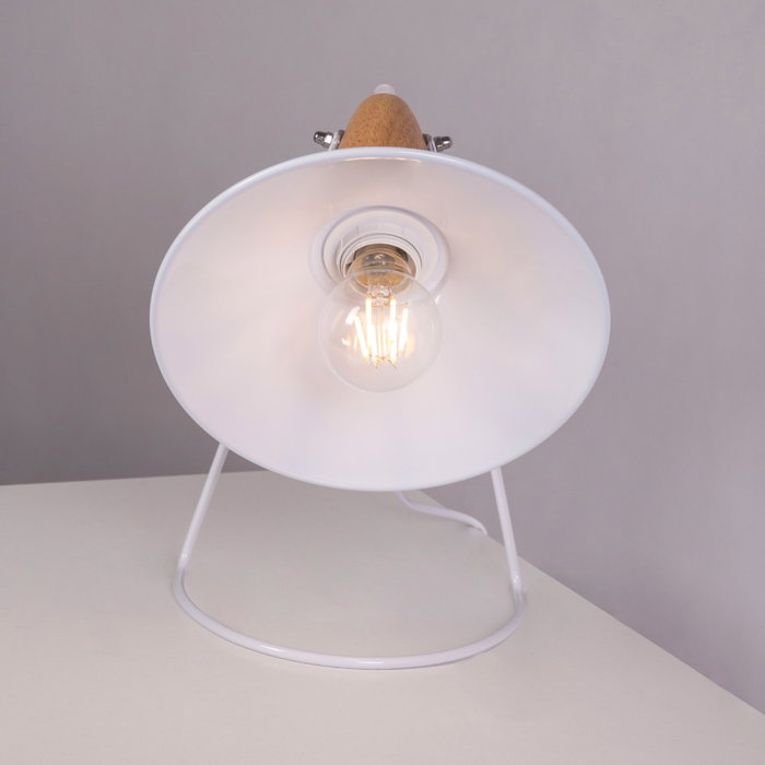 Kremenchuk Lampe de Table en Métal et Bois avec Interrupteur SKD-T1013, Design Moderne pour Bureau et Chambre, Ampoule E27 Non Incluse