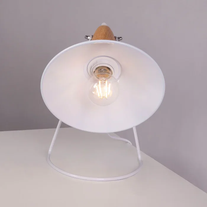 Kremenchuk Lampe de Table SKD-T1013 en Métal et Bois avec Douille E27