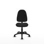 Chaise de bureau Algarra avec mécanisme de contact permanent de base, revêtue de similicuir noir. Équipée d'un piètement en polyamide noir, sans accoudoirs et de roulettes en nylon de 50 mm