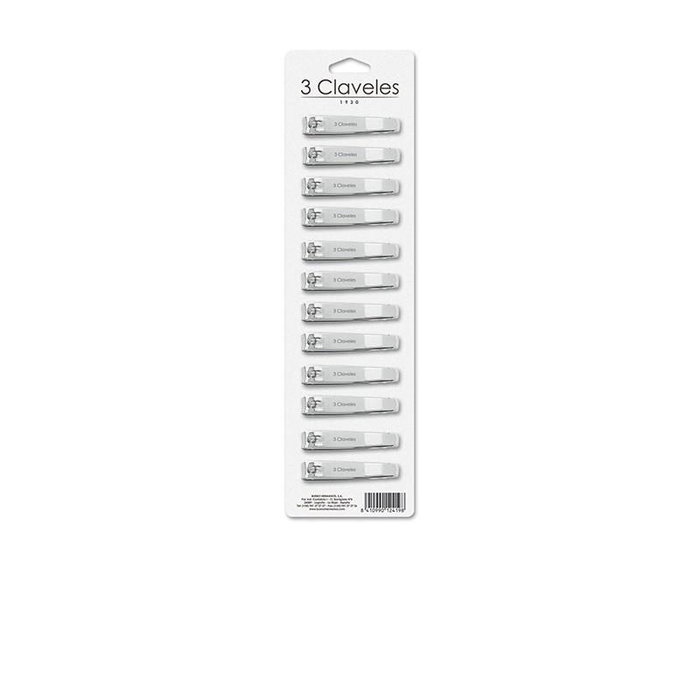Tres Claveles Coupe-ongles avec lime chromée 8 cm en acier inoxydable - Lot de 12 unités Tres Claveles Coupe-ongles avec lime chromée 8 cm en acier inoxydable - Lot de 12 unités
