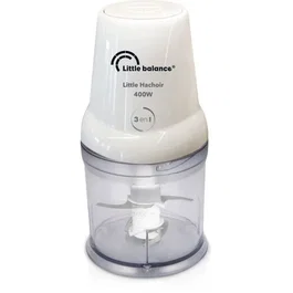 Little Balance Mini Hachoir Électrique 3 en 1 - 400W, Capacité 0.5L, 4 Lames, Émulsionneur, Couteau et Ciseleur - Accessoires Complets, Pieds Anti-Dérapants