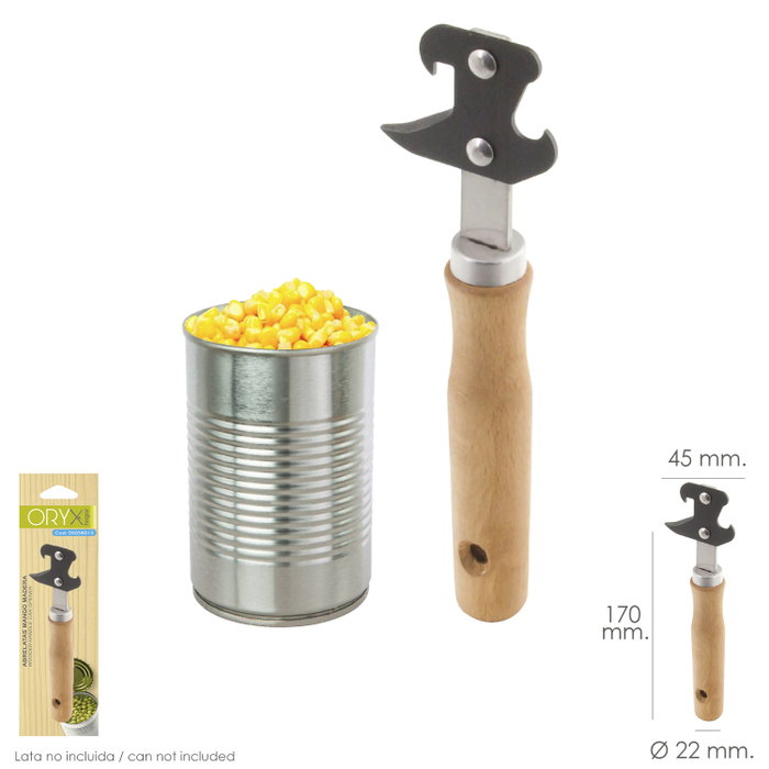 ORYX Ouvre-boîte manuel avec manche en bois 170 mm ORYX Ouvre-boîte manuel avec manche en bois 170 mm